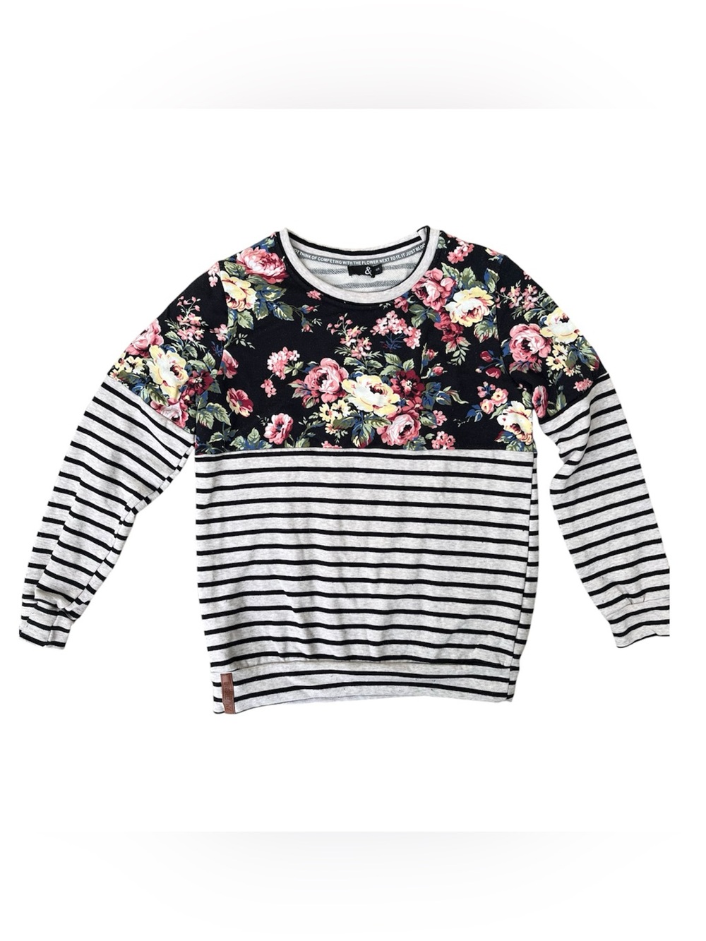 Ampersand Floral And Striped Long Sleeve Sweater Lined Women’s S